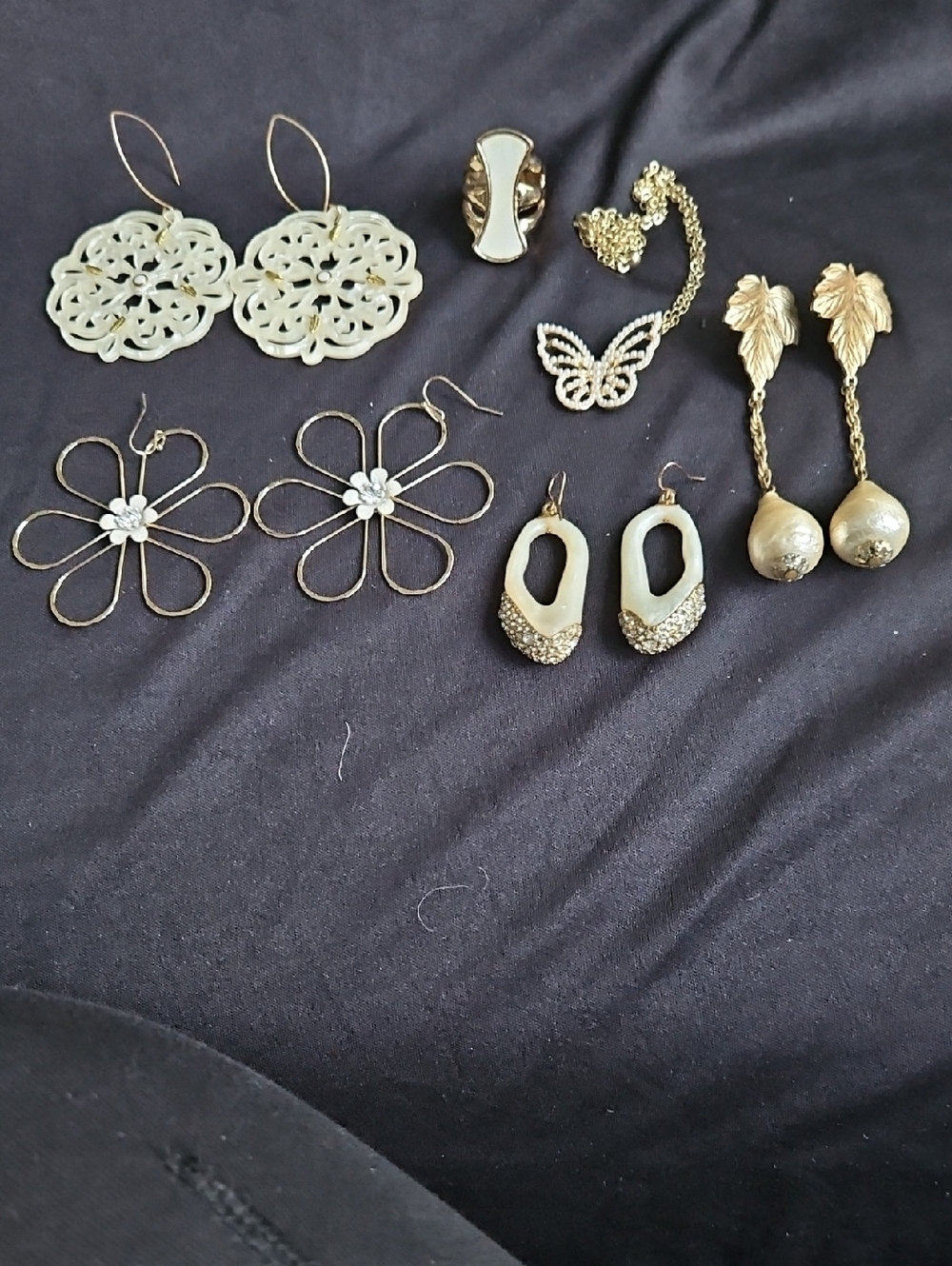 Gold and Ivory Women's Earrings Set - Elegant Mixed Metal and Ivory Tones